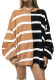 Autumn And Winter Striped Long-Sleeved Knitting Shirt Round Neck Pullover Fashion Top