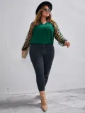 Plus Size Women's Autumn And Winter Mesh Patchwork Tops