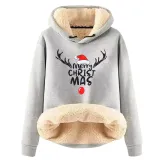 Christmas Fleece Hoodies Warm Loose Hooded Pullover Trendy Top