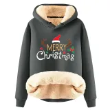 Christmas Fleece Hoodies Warm Loose Hooded Pullover Trendy Top