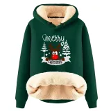 Christmas Fleece Hoodies Warm Loose Hooded Pullover Trendy Top