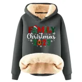 Christmas Fleece Hoodies Warm Loose Hooded Pullover Trendy Top