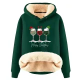 Christmas Fleece Hoodies Warm Loose Hooded Pullover Trendy Top