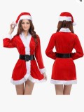 Women's Christmas Cosplay Party Clothes Velvet Dress Uniform