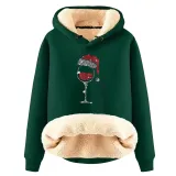 Christmas Fleece Hoodies Warm Loose Hooded Pullover Trendy Top