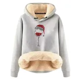 Christmas Fleece Hoodies Warm Loose Hooded Pullover Trendy Top