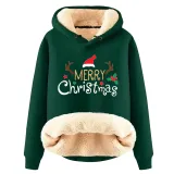 Christmas Fleece Hoodies Warm Loose Hooded Pullover Trendy Top