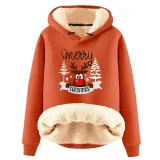 Christmas Fleece Hoodies Warm Loose Hooded Pullover Trendy Top
