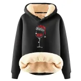 Christmas Fleece Hoodies Warm Loose Hooded Pullover Trendy Top