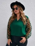 Plus Size Women's Autumn And Winter Mesh Patchwork Tops