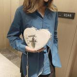 Women Style Heart Print Chain Pu Small Shoulder Bag Heart Print Bag