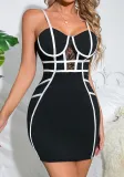 Women Sexy Hollow Contrast Color Dress