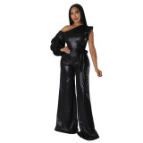 Women Autumn and Winter Wide Leg Sexy Solid Jumpsuit