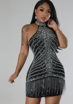 Women Sexy Beaded Bodycon Dress