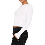 Women Solid Basic Round Neck Long Sleeve Top