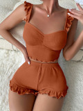 Women Sexy Ribbed Suspender Top and Shorts Set