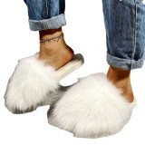 Autumn Winter Plus Size Women's Furry Slippers Home Outdoor Wear
