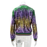 Spring Autumn Women's Long Sleeve Sequined Jacket