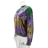 Spring Autumn Women's Long Sleeve Sequined Jacket