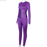 Women's Autumn Solid Color Corset Zipper Tight Fitting Casual Jumpsuit Two Piece Set