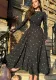 Autumn Fashion Chic Printed Long Sleeve High Waist Belted Women's Long Dress