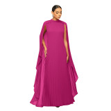 Fashion Women's Solid Color Chiffon Long Pleated Dress