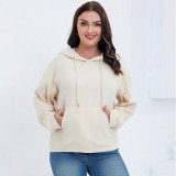 Plus Size Autumn and Winter Long Sleeve Solid Loose Fleece Hoodies