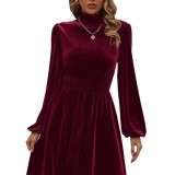 Women Fall/Winter Velvet Long Sleeve Dress