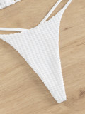 Women Bikini Solid Backless Strappy Two Pieces Swimwear