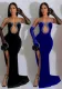 Women Solid Sexy Strapless Beaded Maxi Dress