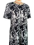 Plus Size Women Abstract Print Black and White Casual Loose Dress