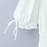 Women Summer Square Neck Lace-Up Ruffle Edge Backless Short Sleeve Dress