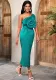 One Shoulder Flower High Waist Formal Party Dress