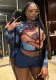 Autumn Women's Fashion Street Trendy Round Neck Mesh Digital Print Top For Women