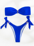 Women Strapless Blue Diamond Bikini Swimwear Sexy Two Pieces