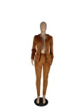 Women's Velvet Long Sleeve Hooded 3 Piece Pants Set
