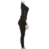 Autumn Women's Fashion Casual Long Sleeve Top High Waist Slim Pants Two Piece Set For Women