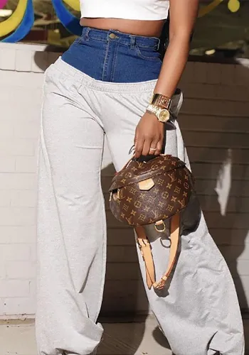 Spring New Casual Denim Patchwork Straight Pants
