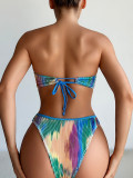Strapless Bikini Sexy Multi-Color Printed Two Piece Swimsuit
