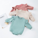 Girls Autumn and Winter Long Sleeve Solid Romper