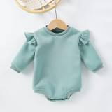 Girls Autumn and Winter Long Sleeve Solid Romper