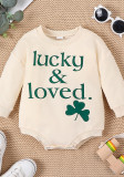 Baby four-leaf clover print Round Neck long-sleeved Romper