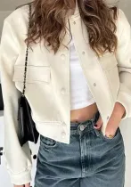 Women Fall Single Breasted Solid Jacket