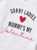 Girls Heart Print Letter printed white long-sleeved T-shirt + black trousers two-piece set