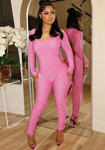 Autumn Women Sexy Turtleneck Long Sleeve Hooded Backless High Waist Solid Jumpsuit