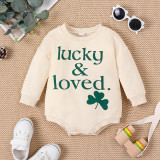 Baby four-leaf clover print Round Neck long-sleeved Romper