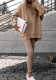 Women Loose Round Neck High Waist Sports Long Sleeve Top and Pant Casual Two-piece Set