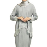 Women Lace nine-quarter sleeve pleated dress two-piece set