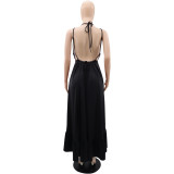 Women Sexy Backless Strappy Elegant Ruffle Dress
