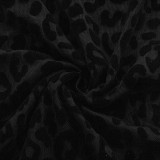 Women autumn leopard print flocked mesh sexy Bodycon Mini dress